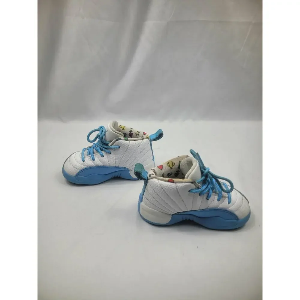 Jordan Retro 12 White/University Blue Emoji Toddler Size 7C Shoes DQ4367-114